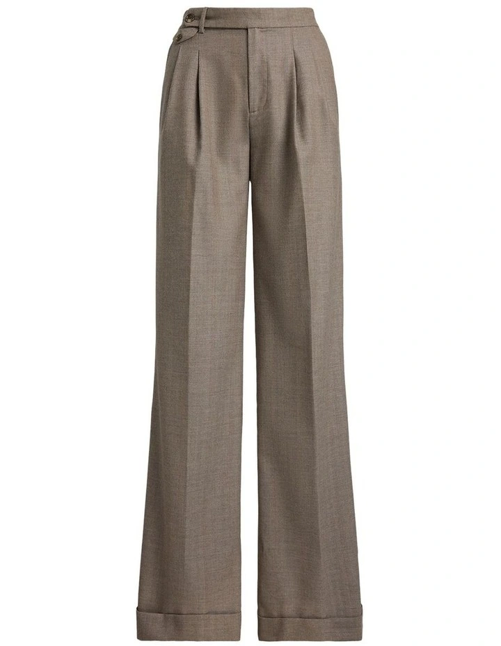 Pleated Wool Herringbone Wide-Leg Pant image 4