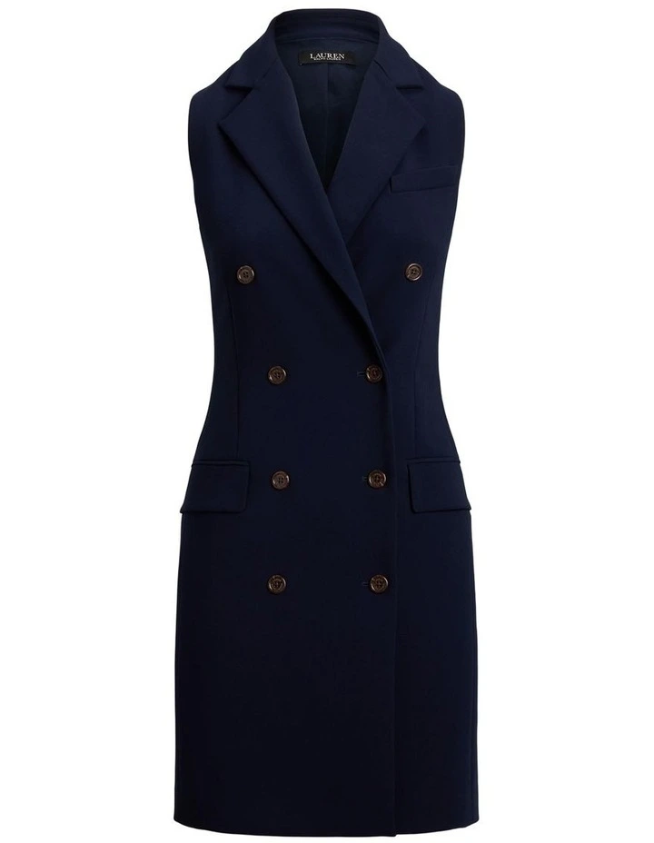 Double-Breasted Crepe Sleeveless Dress image 4