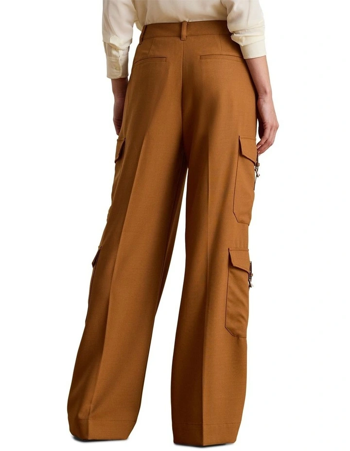 Wool Blend Serge Wide Leg Cargo Pant in Brown image 2