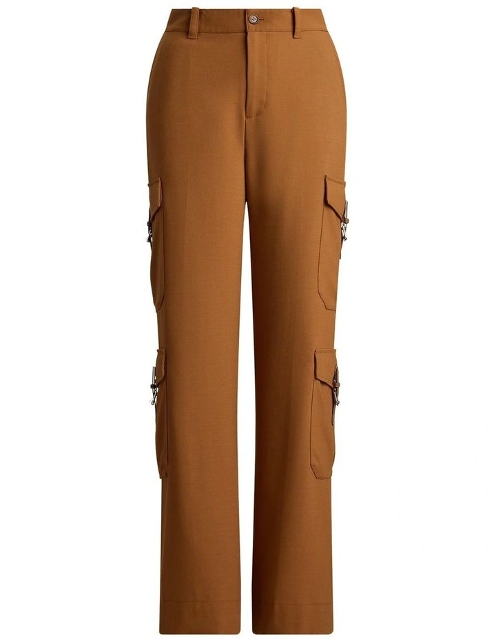 Wool Blend Serge Wide Leg Cargo Pant in Brown image 4