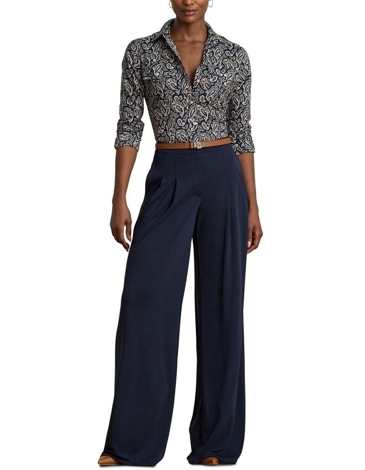 Classic Fit Paisley Cotton Voile Shirt in Blue image 3