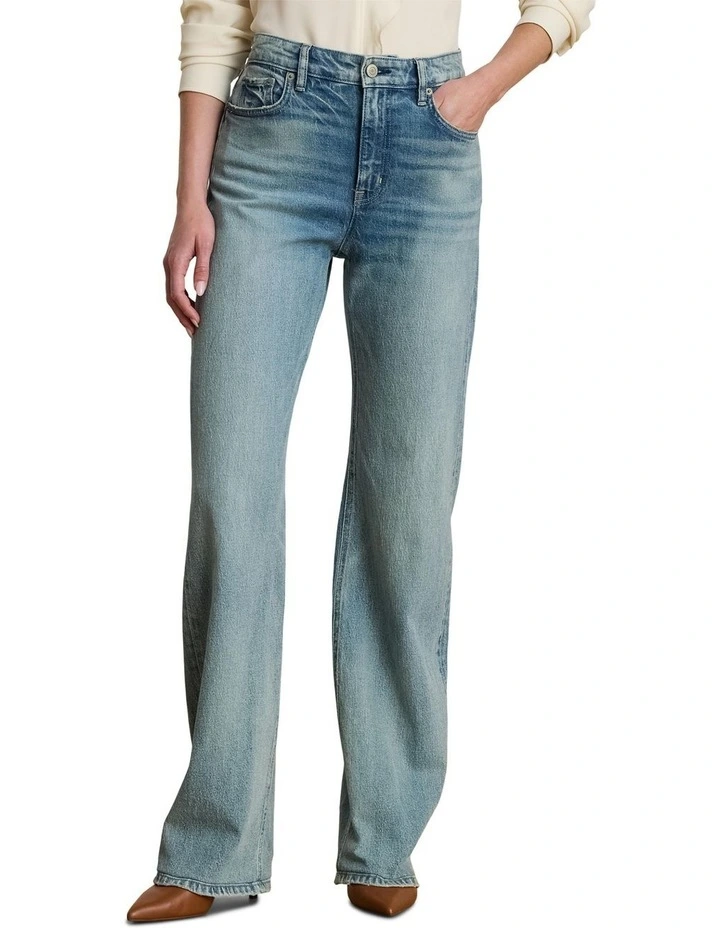 High Rise Straight Wide Leg Jean in Blue image 1