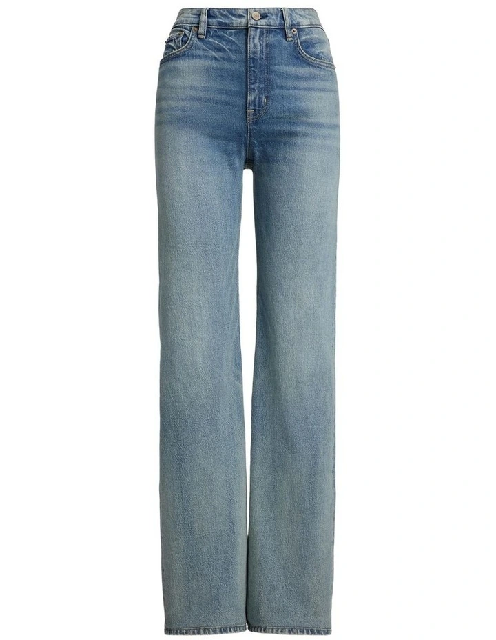 High Rise Straight Wide Leg Jean in Blue image 4