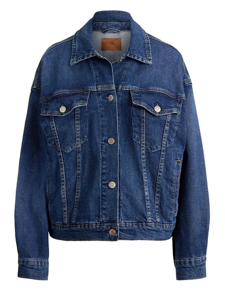 Denim Trucker Jacket in Blue image 4
