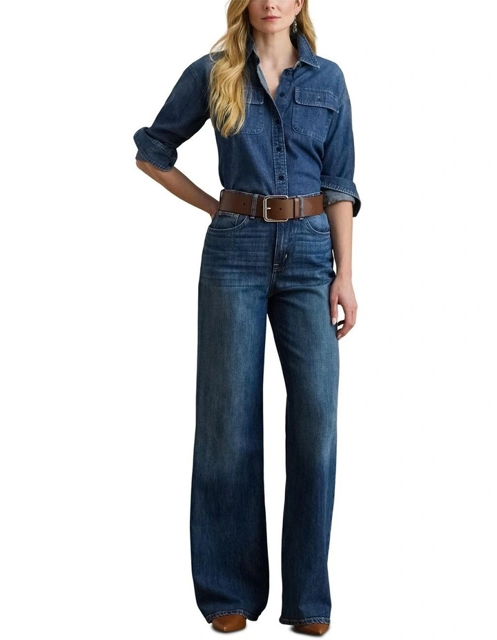 High-Rise Wide-Leg Jean in Blue image 3