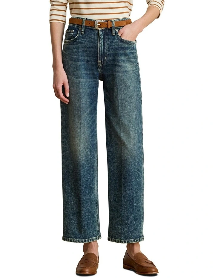 High-Rise Relaxed Straight Ankle Jean in Blue image 1