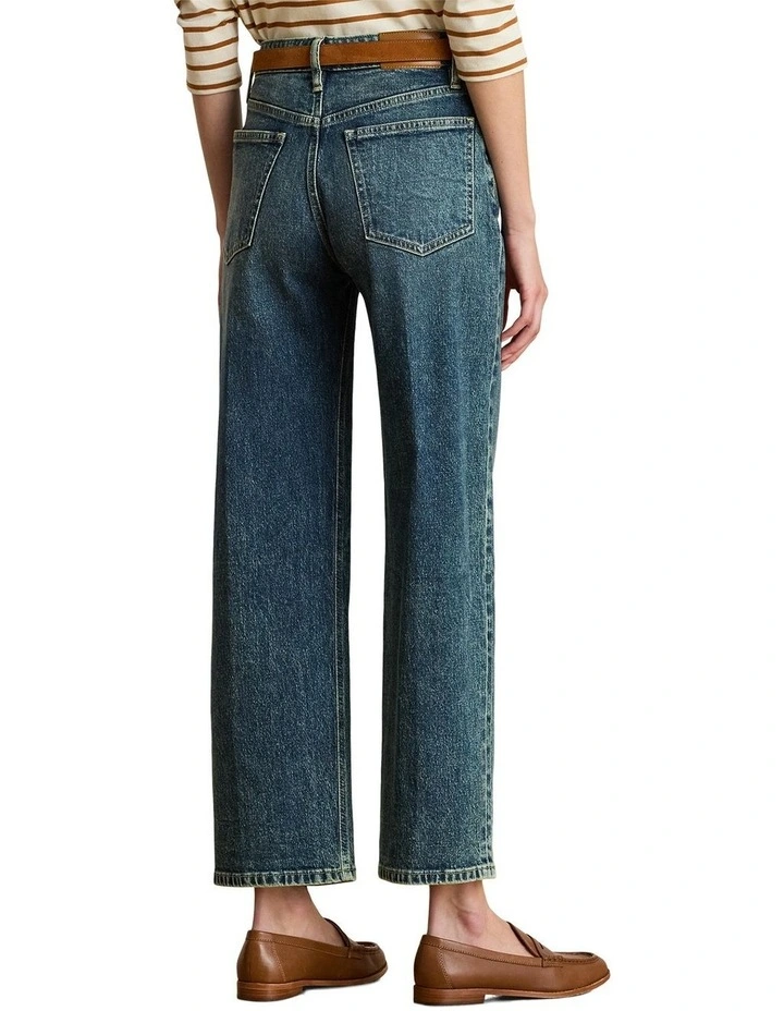 High-Rise Relaxed Straight Ankle Jean in Blue image 2