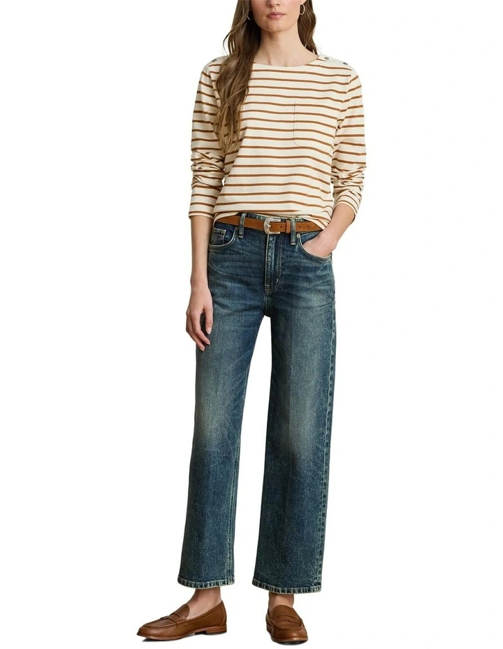High-Rise Relaxed Straight Ankle Jean in Blue image 3