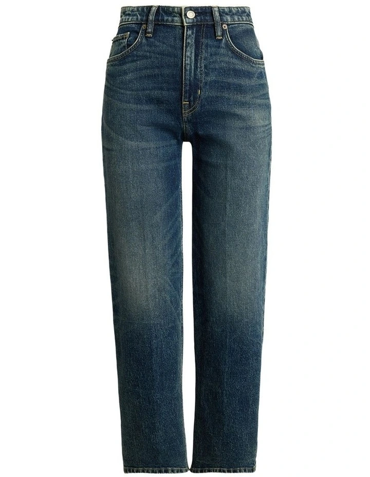 High-Rise Relaxed Straight Ankle Jean in Blue image 4