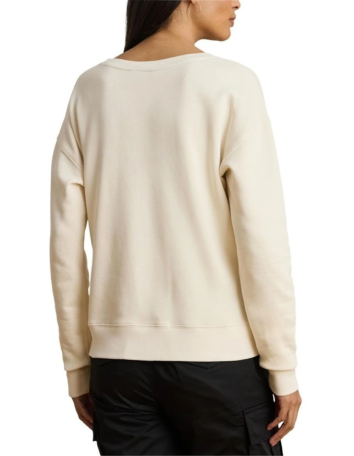 Beaded Crest Fleece Pullover in Beige image 2