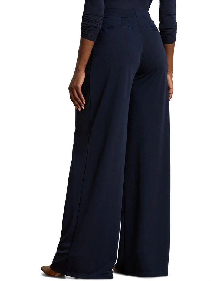 Pleated Stretch Jersey Wide-Leg Pant in Blue image 2