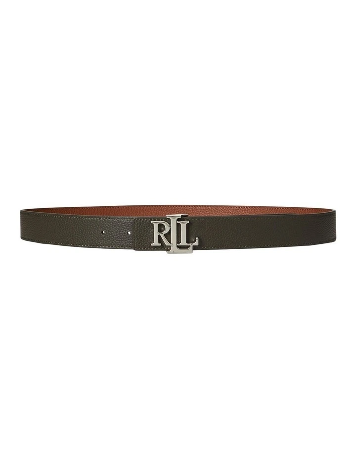 Logo Reversible Pebbled Leather Belt in Brown image 2