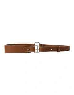 Equestrian D-Ring Leather Belt in Brown