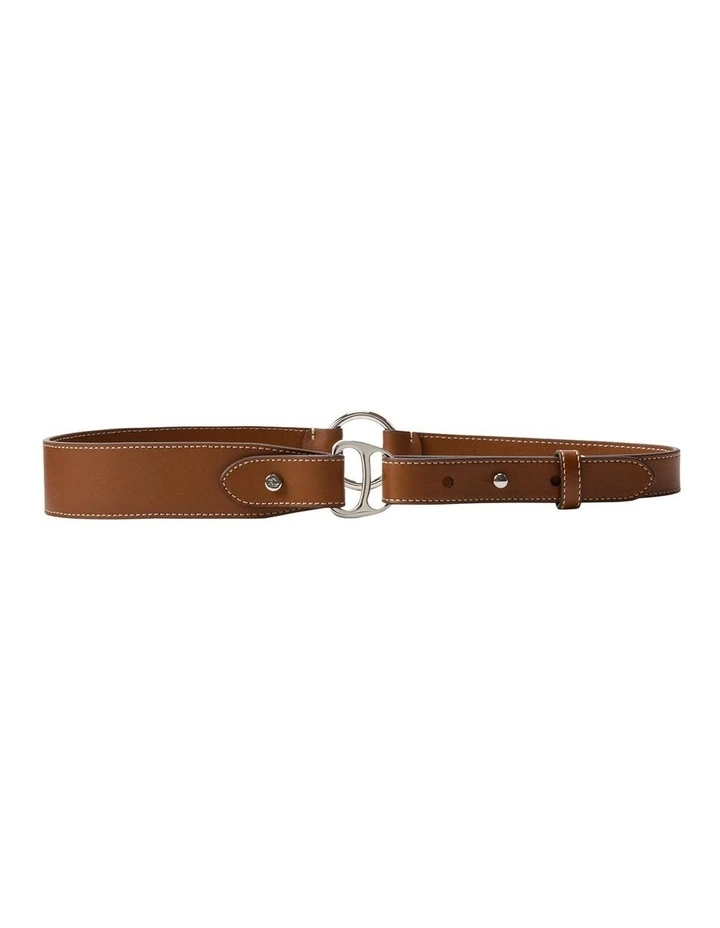 Equestrian D-Ring Leather Belt in Brown image 1