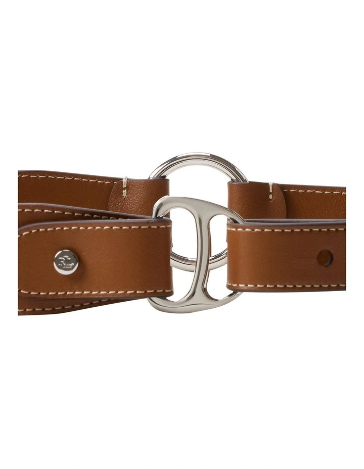 Equestrian D-Ring Leather Belt in Brown image 2