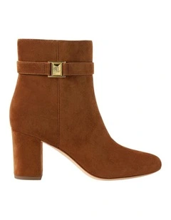 Kellie Suede Bootie Heel in Brown