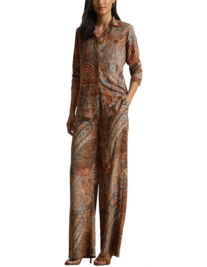 Paisley Crepe Wide-Leg Pant in Multi image 3