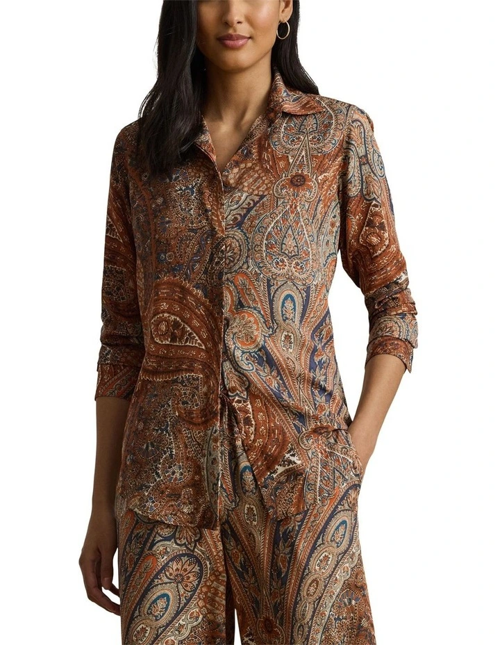 Classic Fit Paisley Crepe Shirt in Multi image 1