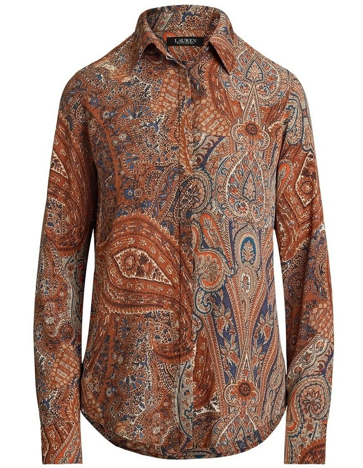 Classic Fit Paisley Crepe Shirt in Multi image 4