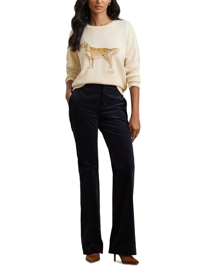 Intarsia-Knit Golden Retriever Sweater in Natural image 3