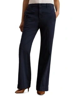 Stretch Cotton Chino Flare Pant in Navy