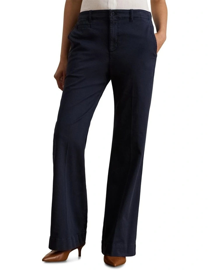 Stretch Cotton Chino Flare Pant in Navy image 1