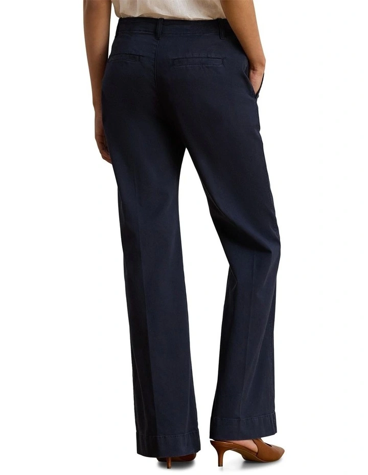 Stretch Cotton Chino Flare Pant in Navy image 2