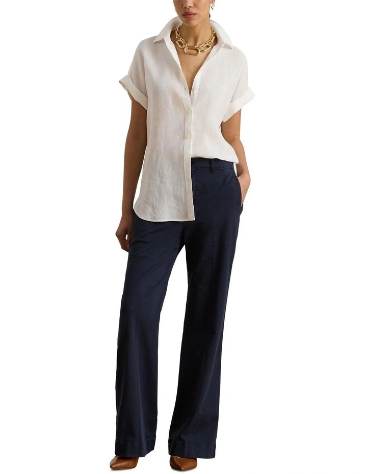 Stretch Cotton Chino Flare Pant in Navy image 3