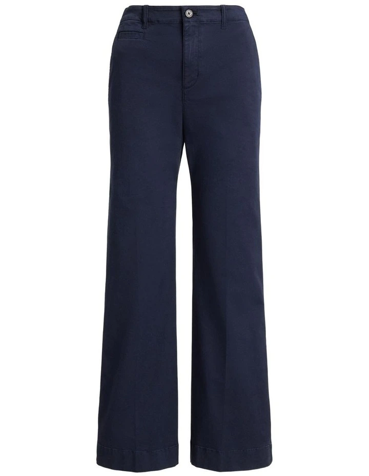 Stretch Cotton Chino Flare Pant in Navy image 4