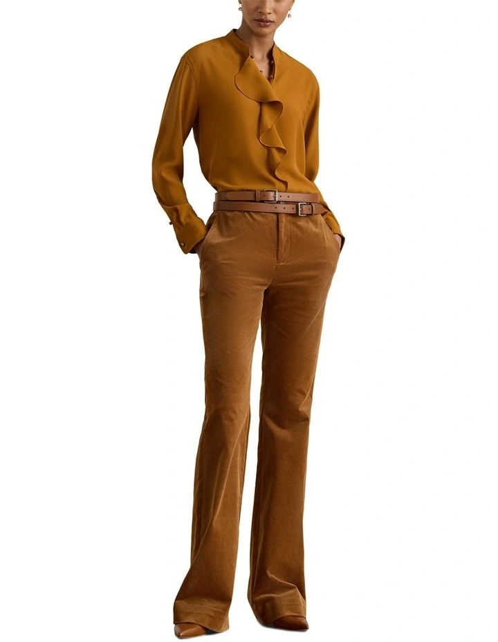 Ruffle-Trimmed Georgette Tunic in Brown image 3