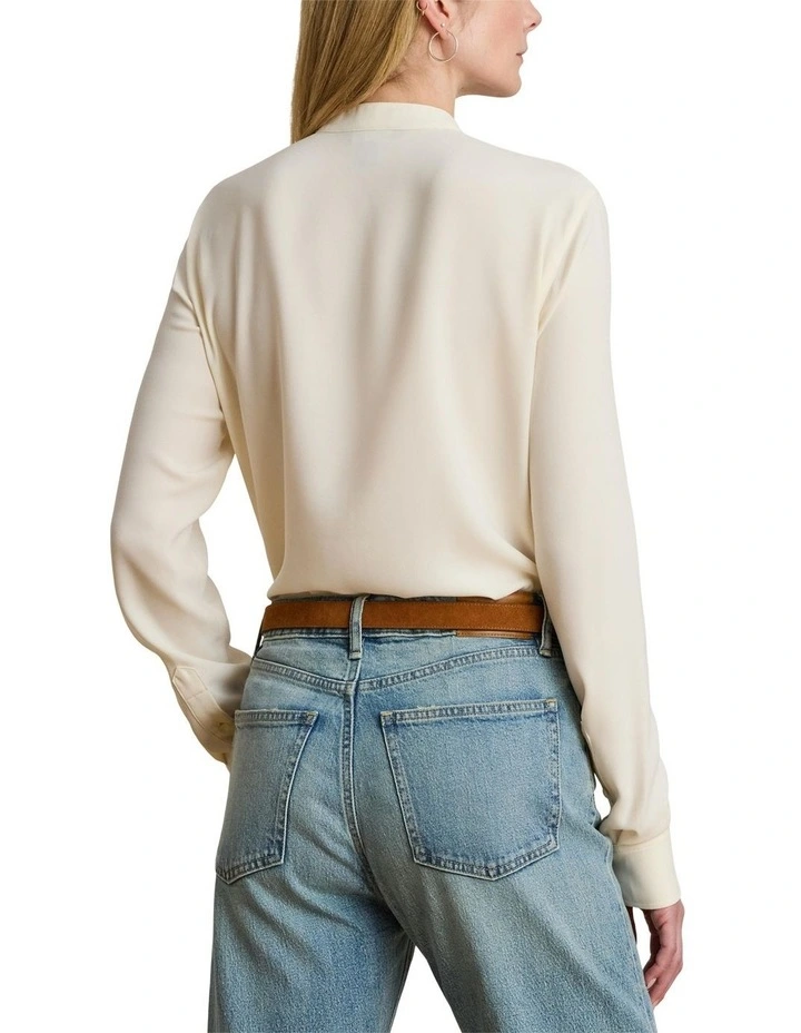 Ruffle Trimmed Georgette Tunic in Natural image 2