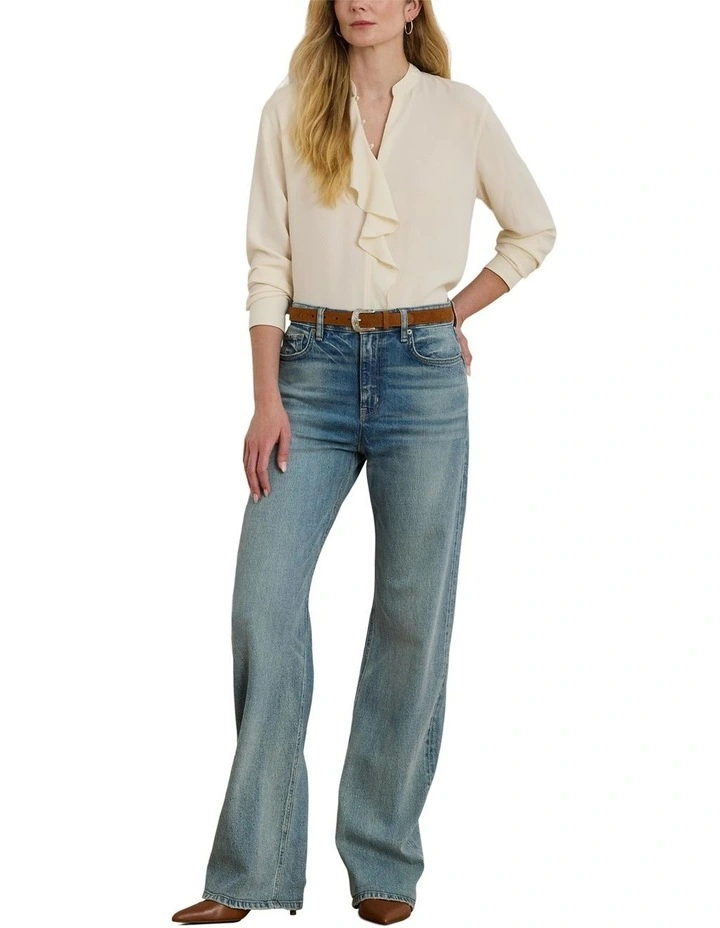 Ruffle Trimmed Georgette Tunic in Natural image 3