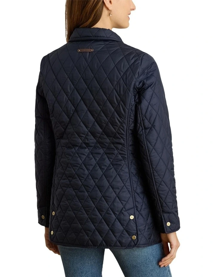 Crest-Patch Diamond-Quilted Jacket in Navy image 2