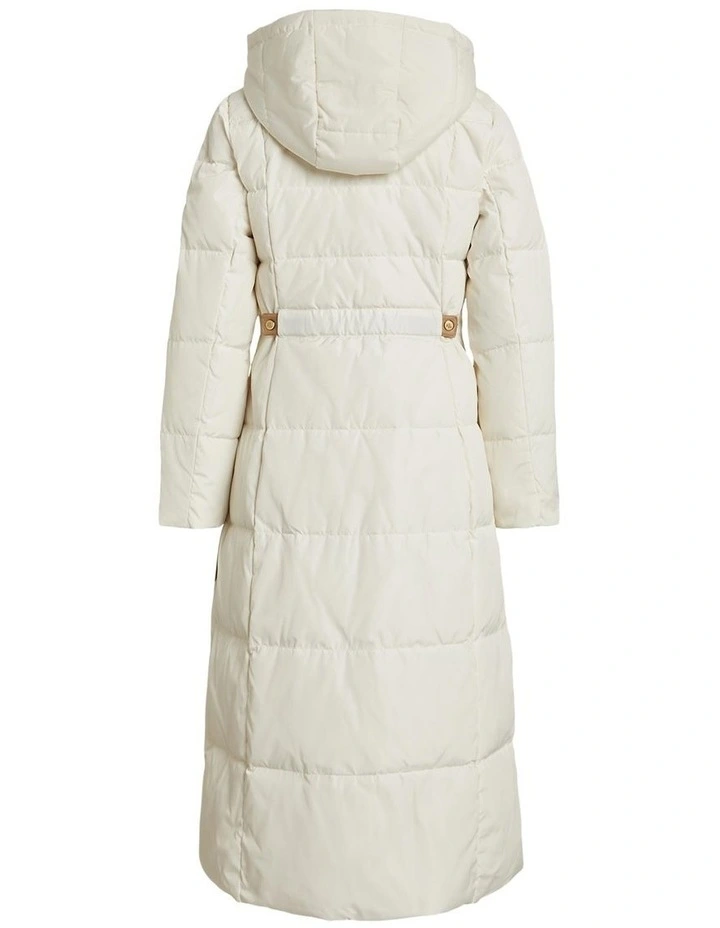 Hooded Down Mockneck Coat in Natural image 2