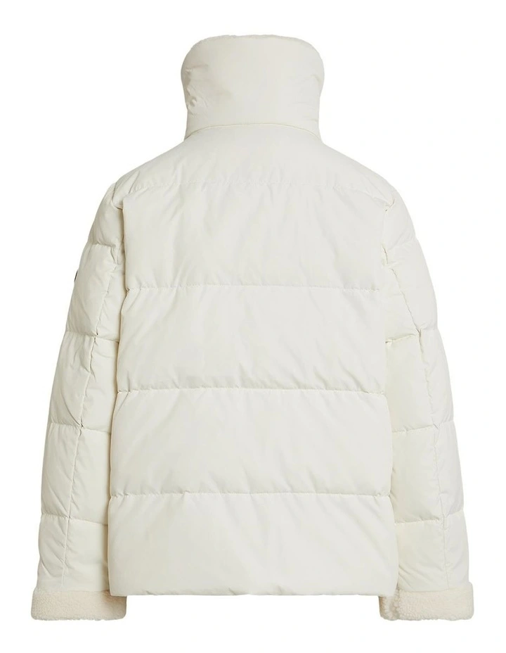 Faux-Fur-Trim Down Coat in Beige image 2