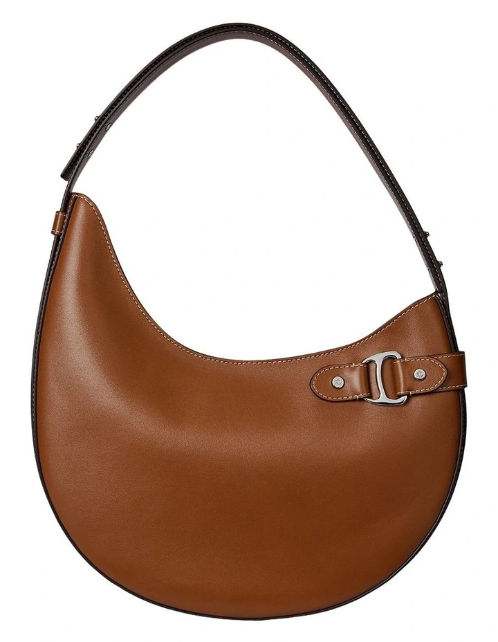 Leather Large Tasha Shoulder Bag in Brown image 1