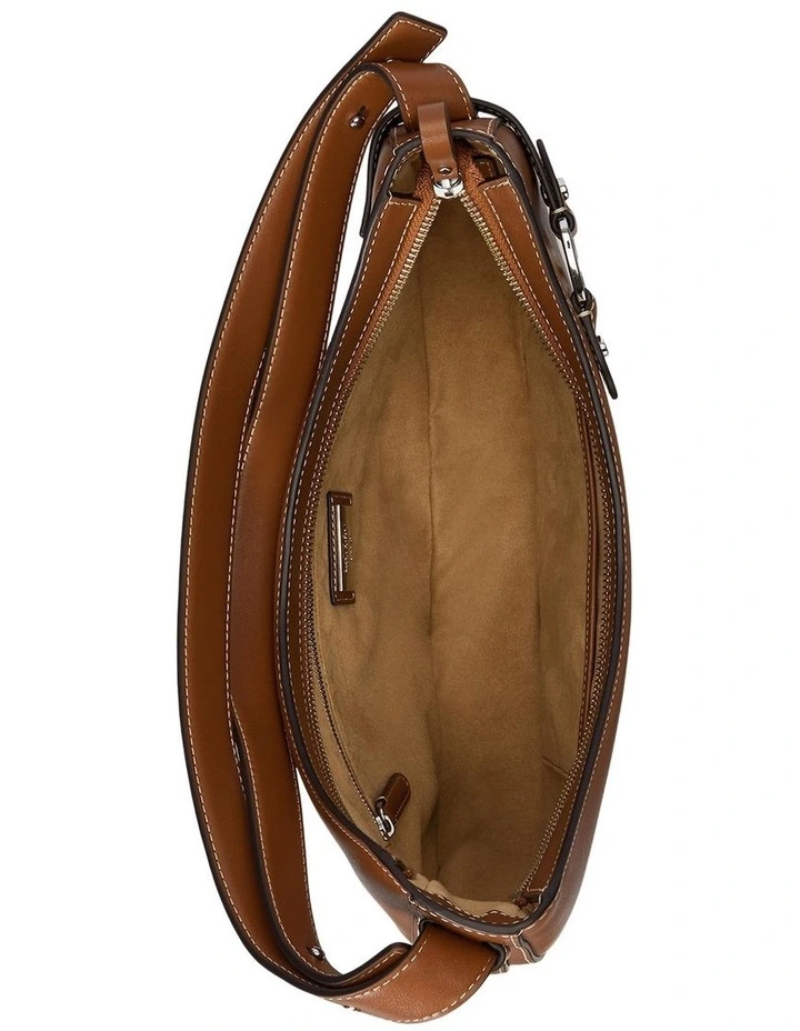 Leather Large Tasha Shoulder Bag in Brown image 3