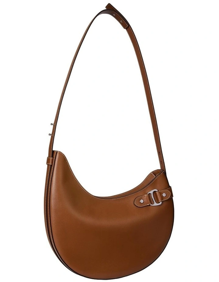 Leather Large Tasha Shoulder Bag in Brown image 4