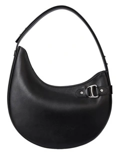 Leather Large Tasha Shoulder Bag in Black