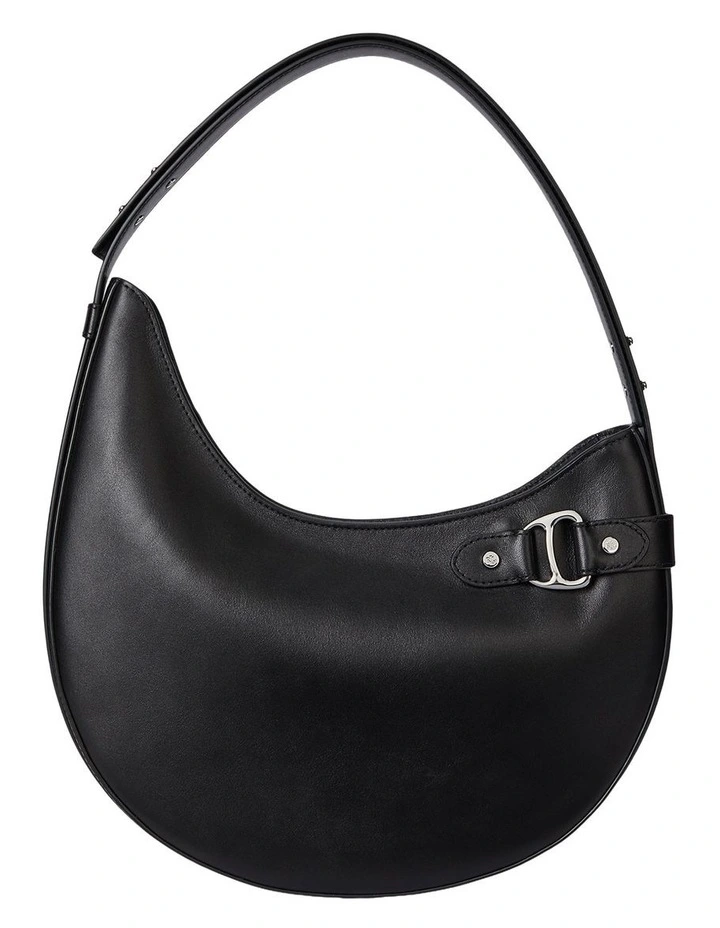 Leather Large Tasha Shoulder Bag in Black image 1