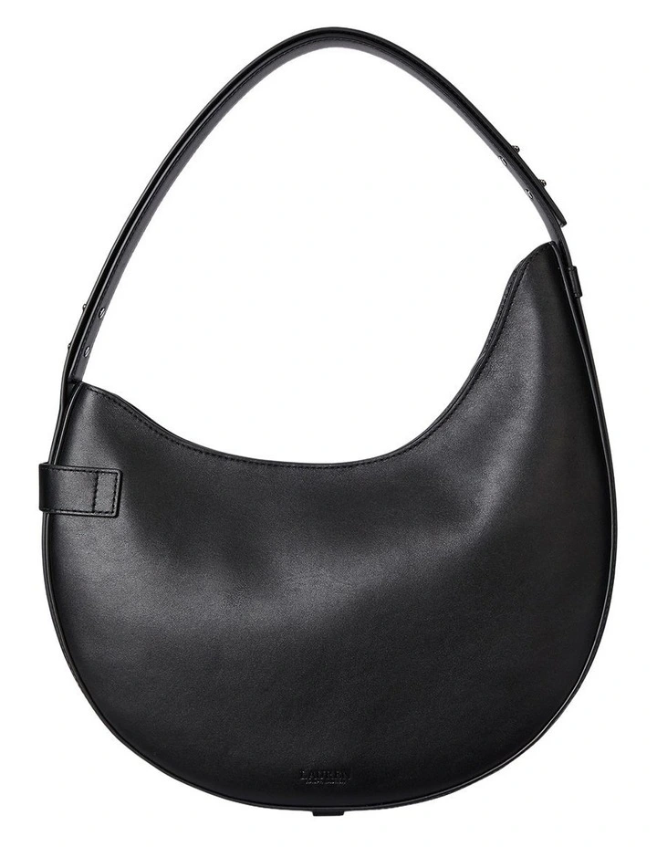 Leather Large Tasha Shoulder Bag in Black image 2