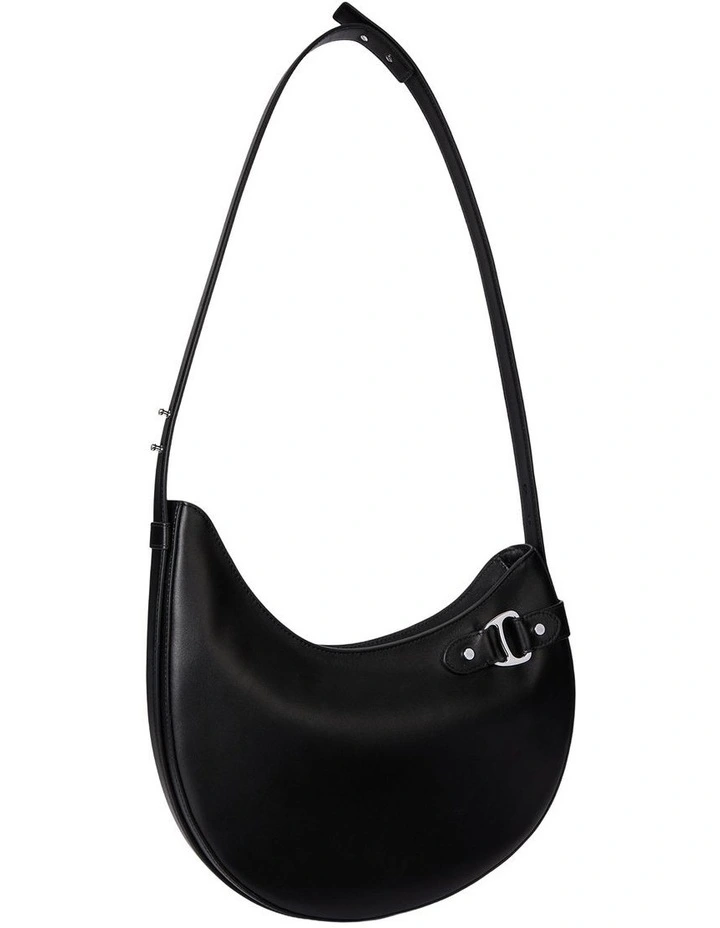 Leather Large Tasha Shoulder Bag in Black image 4