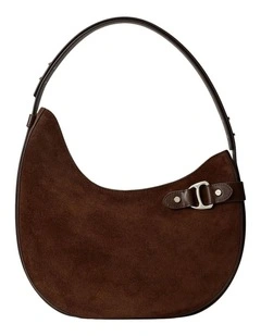 Suede Large Tasha Shoulder Bag in Brown