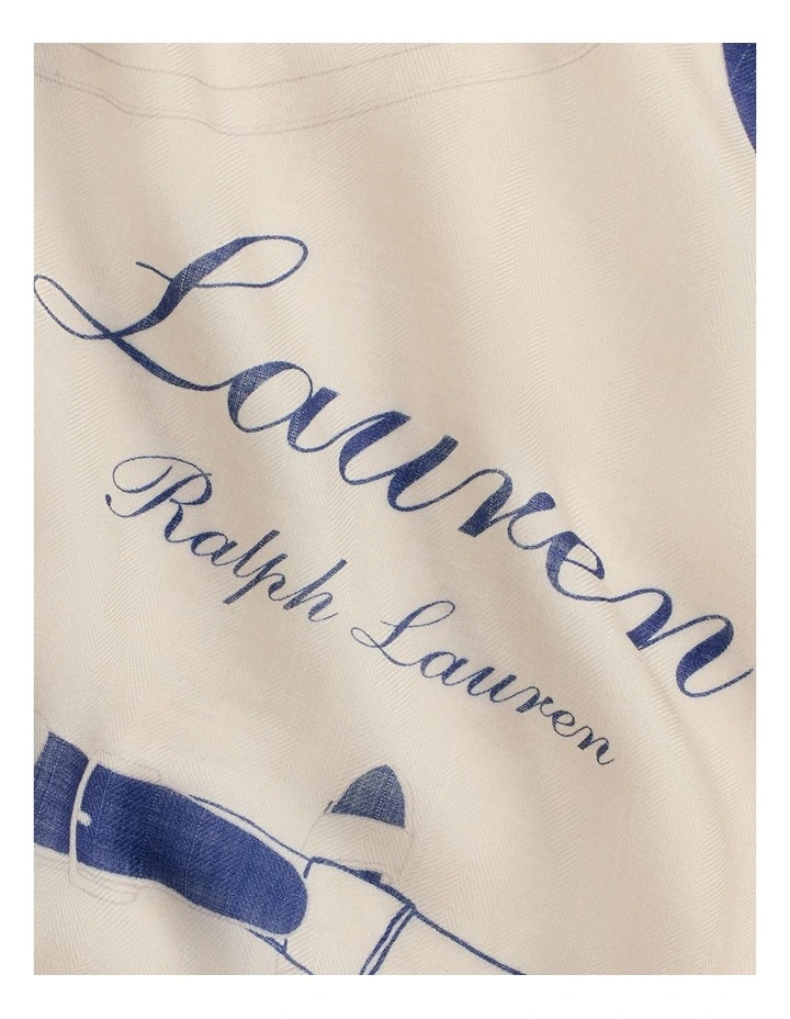 Belting-Print Wool-Silk Square Scarf in Natural image 3