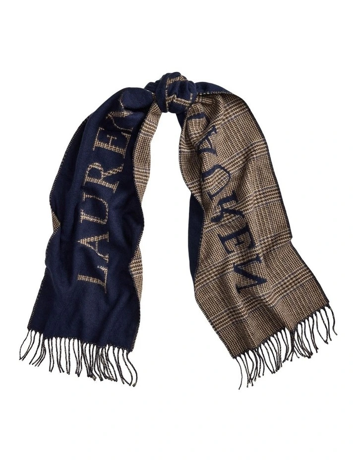 Reversible Logo Jacquard Scarf in Navy image 1