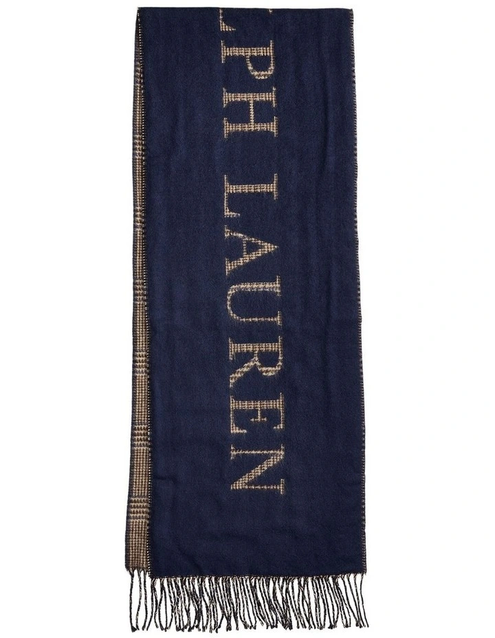 Reversible Logo Jacquard Scarf in Navy image 2