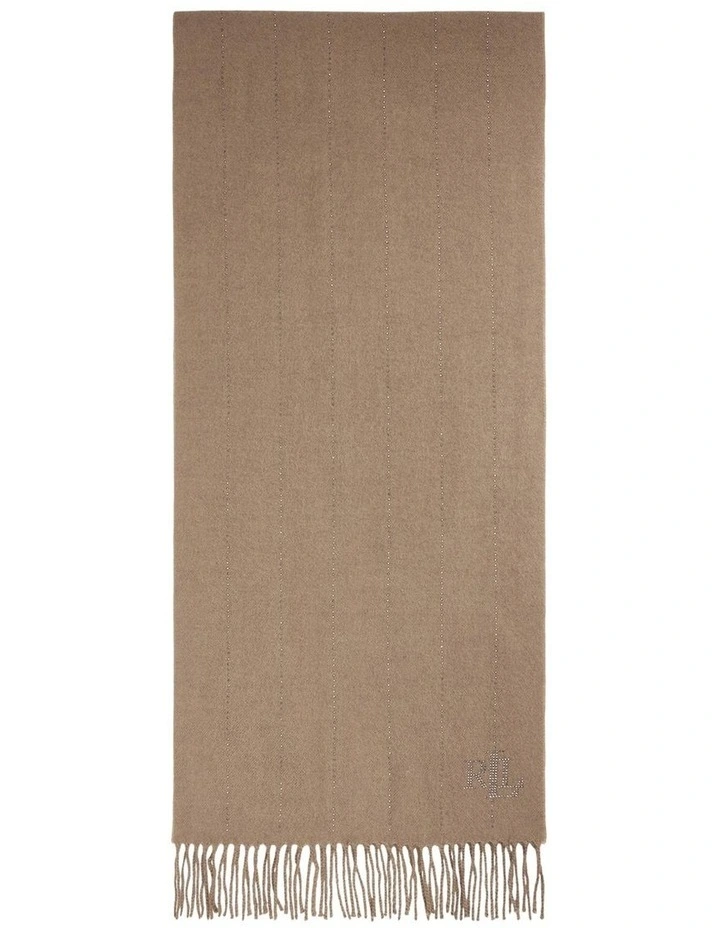 Pinstripe-Embellished Wrap Scarf in Brown image 2