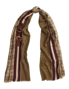 Plaid Wrap Scarf in Brown