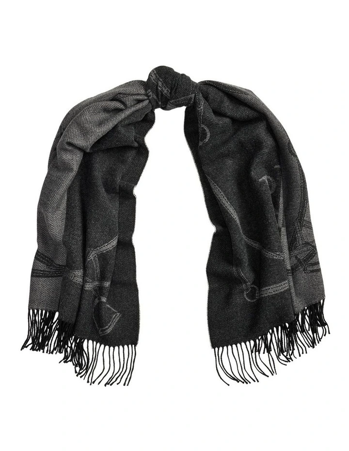 Equestrian Print Scarf in Black image 1
