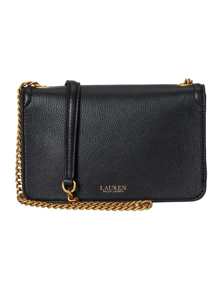 Pebbled Leather Bradley Crossbody Wallet in Black image 2